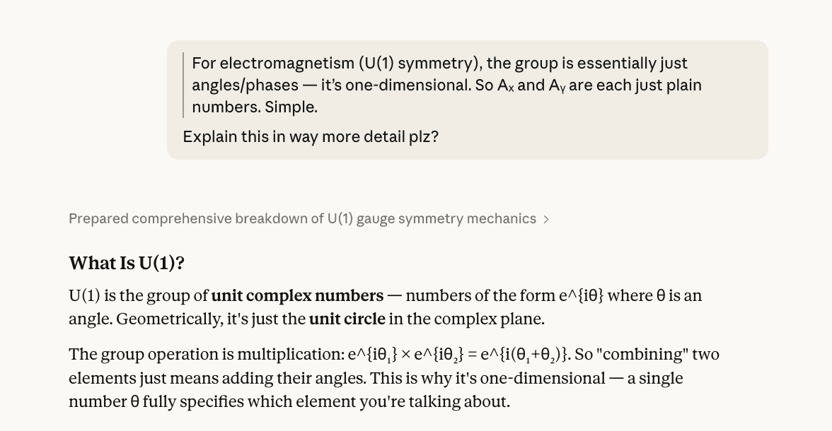 Me clarifying e.g. U(1)